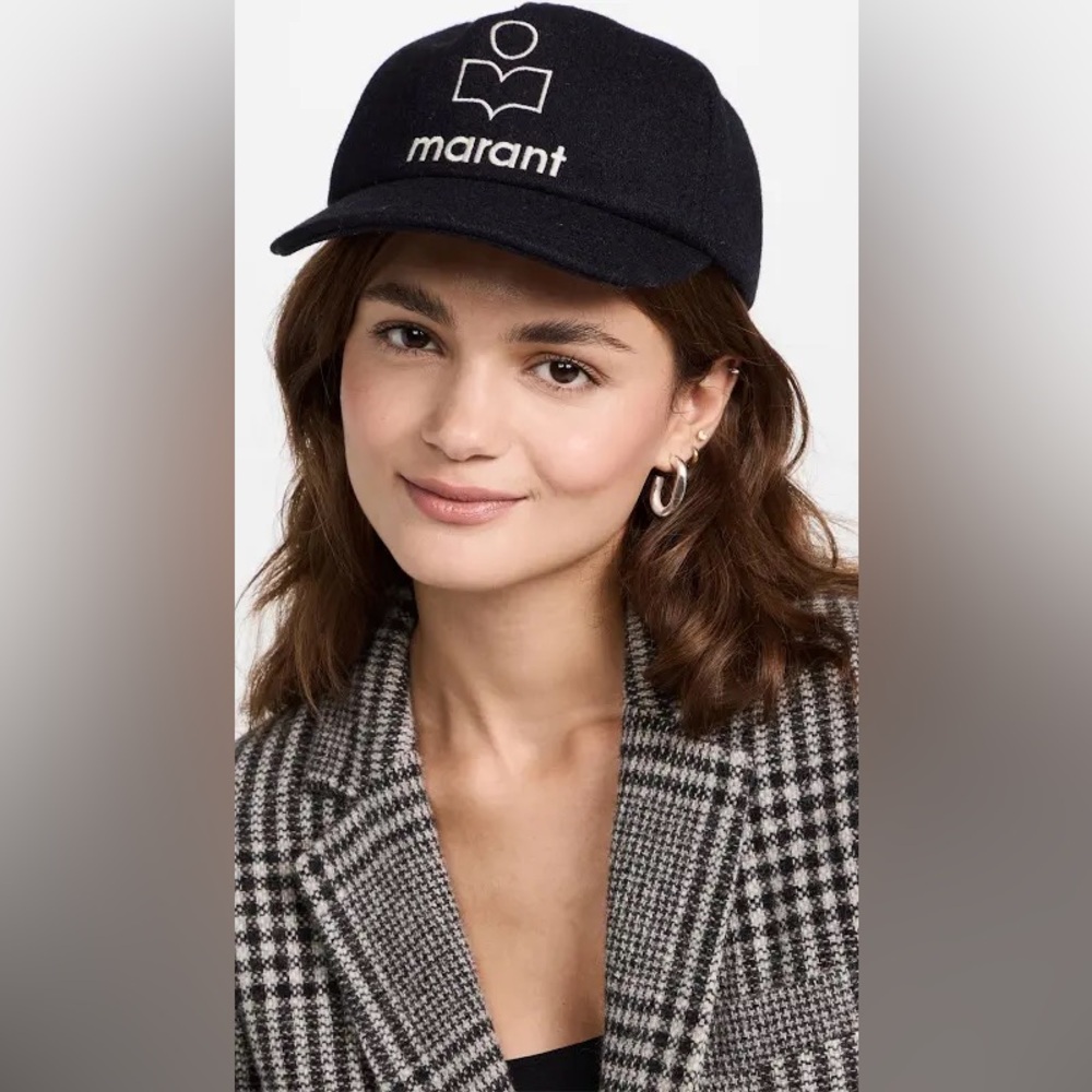BRAND NEW WITH TAGS Isabel Marant Tyron Logo Wooly Felted Baseball Cap Black